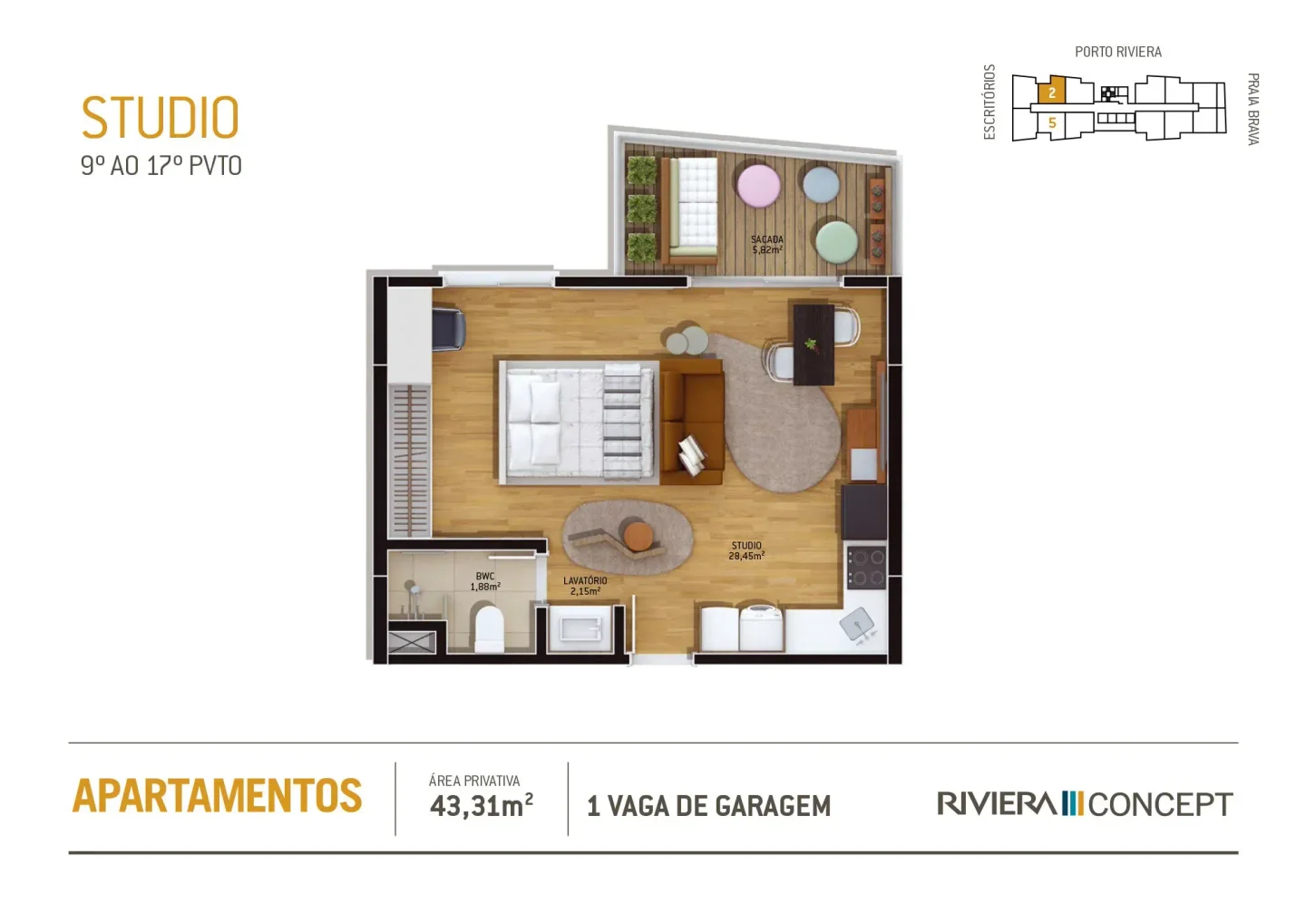 Apartamentos 01 Dorm. 1 quarto à venda em Praia Brava, Itajaí/SC, foto 17