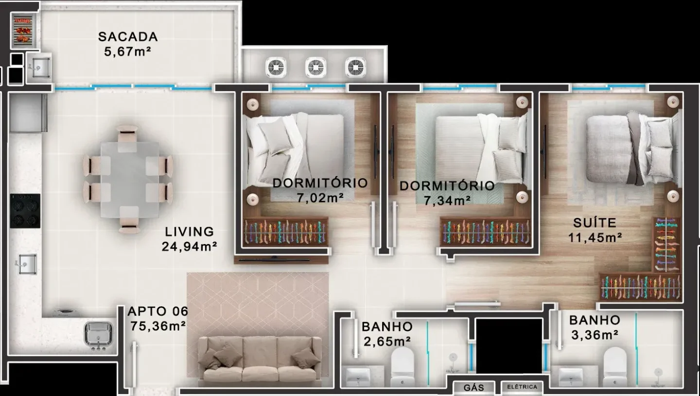 Apartamentos 03 Dorm. 3 quartos à venda em Praia da Armação, Penha/SC, foto 15