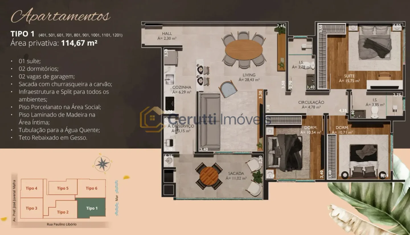 Apartamentos 03 Dorm. 3 quartos à venda em Gravatá, Navegantes/SC, foto 2